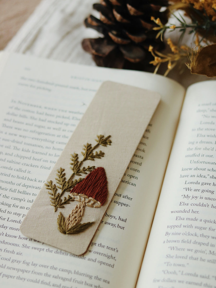 Mushroom Bookmark – Oak + Marigold